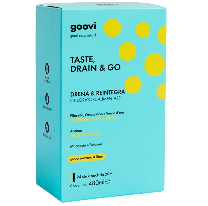 GOOVI TASTE DRAIN & GO DRENA E REINTEGRA - DRENANTE ZENZERO E LIME , 24 STICK